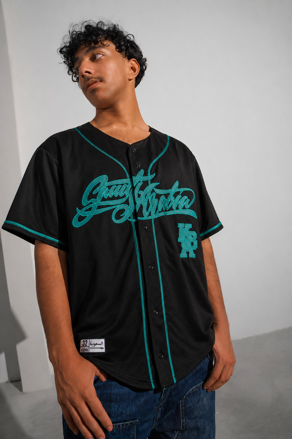 Saudi Arabia baseball jersey in black by Elbotik