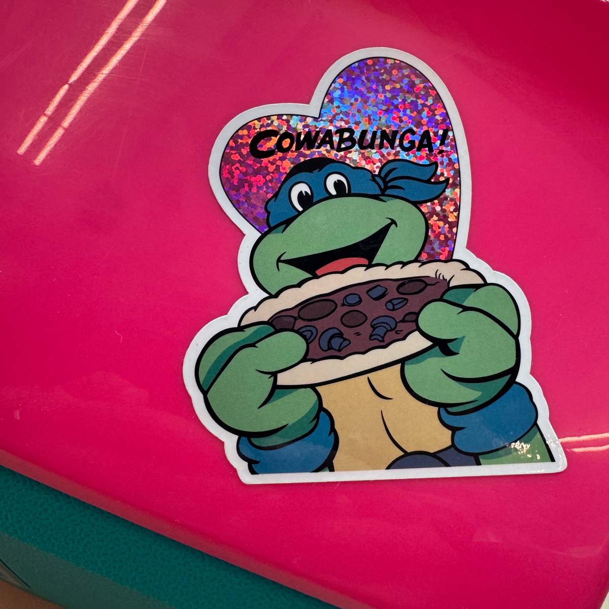 Cowabunga Pizza Love sticker, alternate view