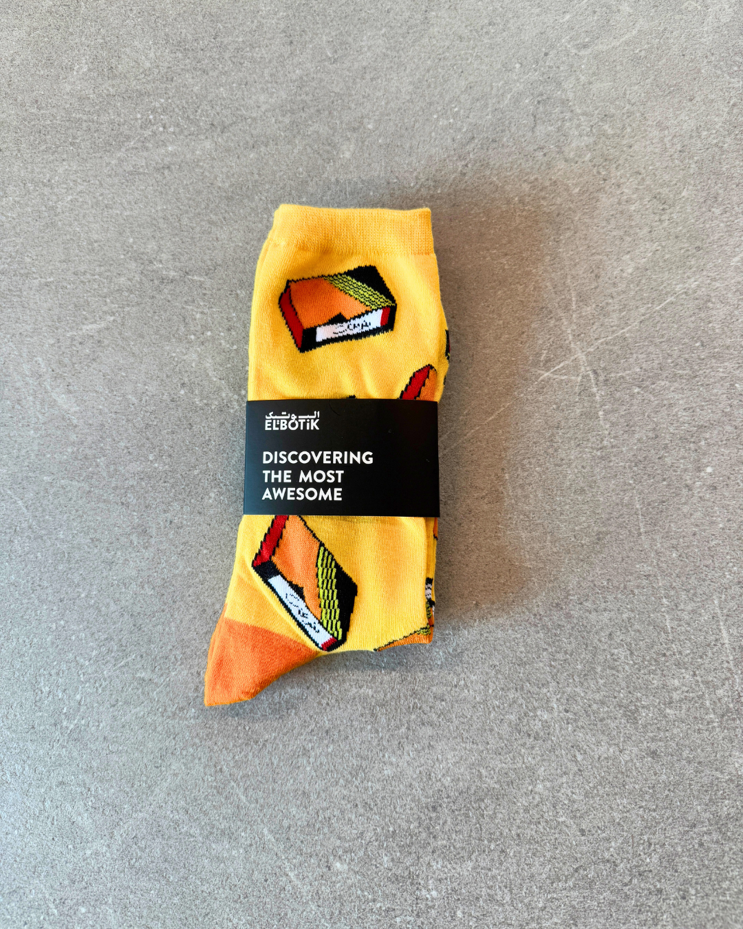 VHS socks, flat lay