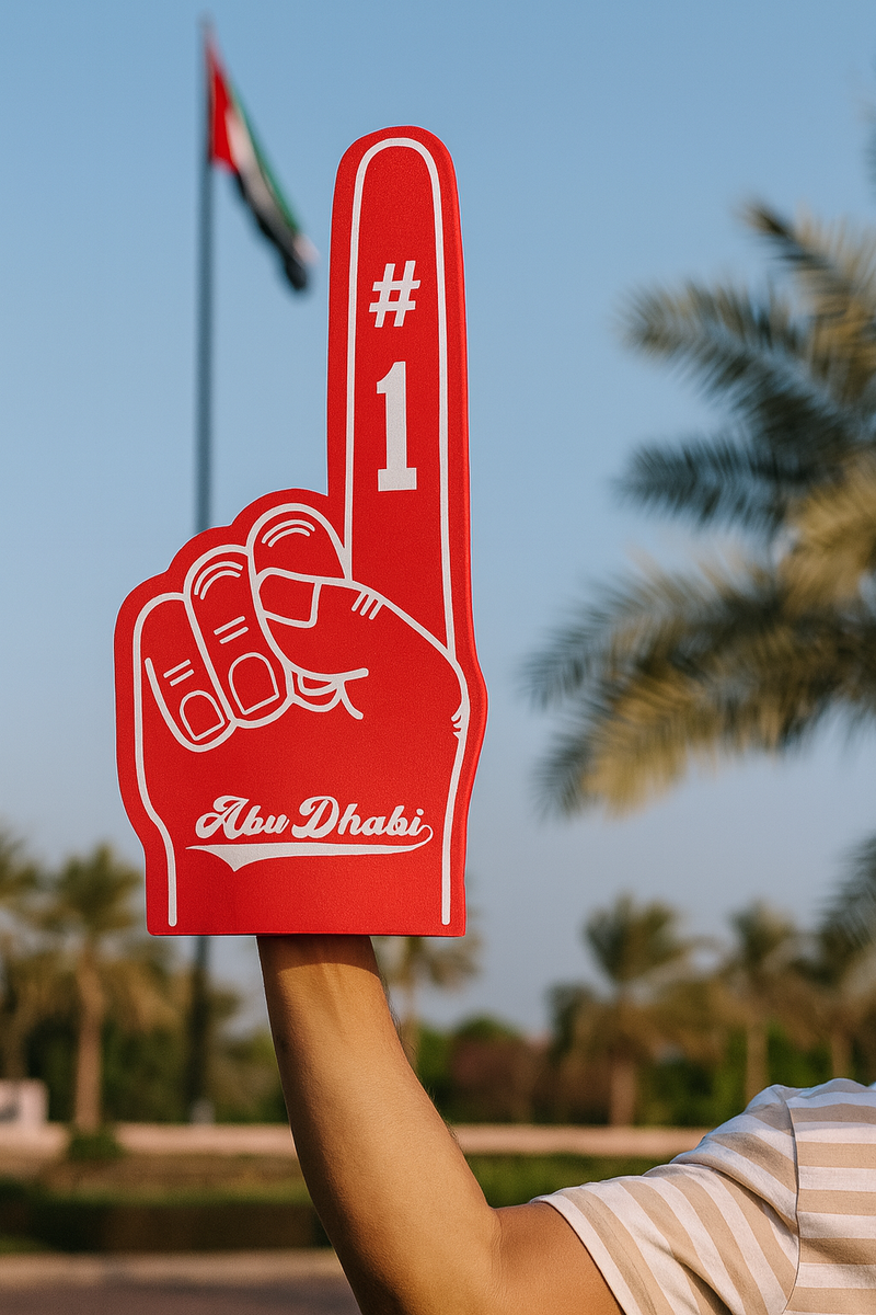 Abu Dhabi Pride foam hand, front view