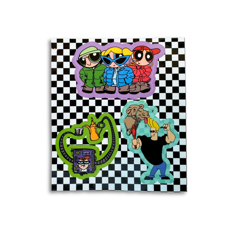 90s cartoon sticker sheet by Elbotik Studio, Abu Dhabi