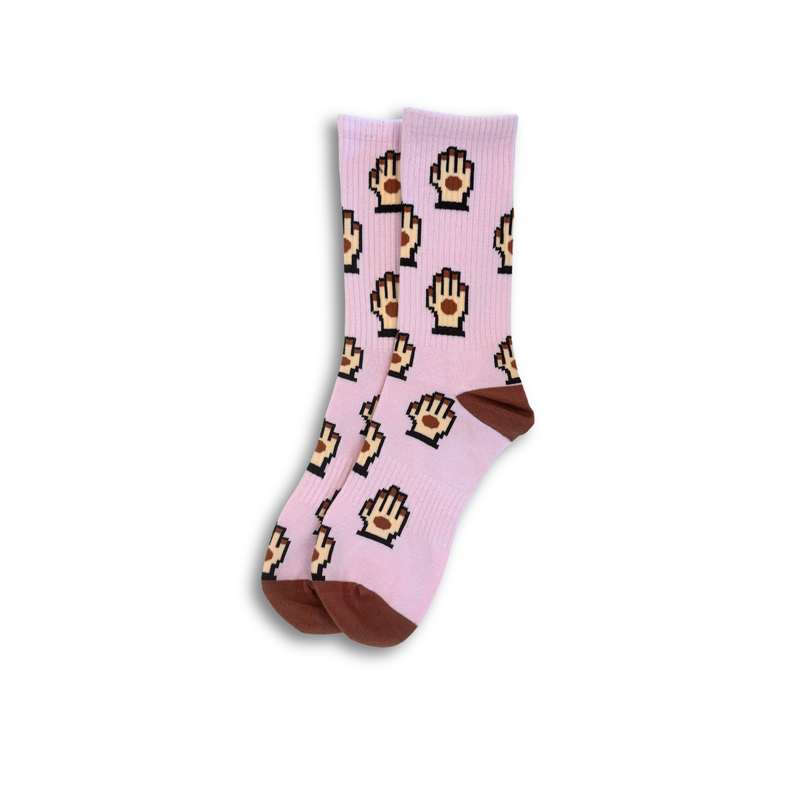 Pixelated henna hand socks by Elbotik, pair