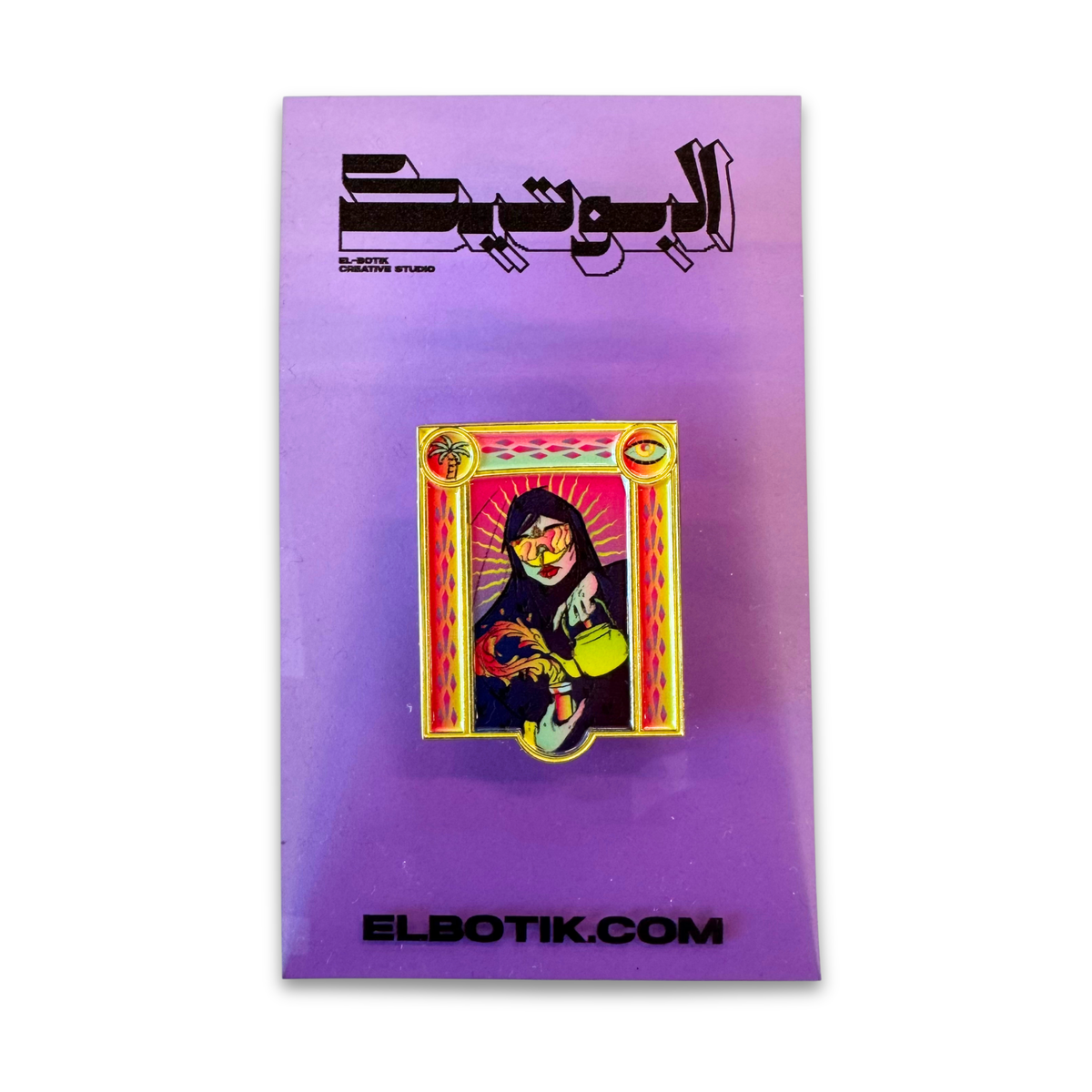 Pop Tea Vibes pin on backing card