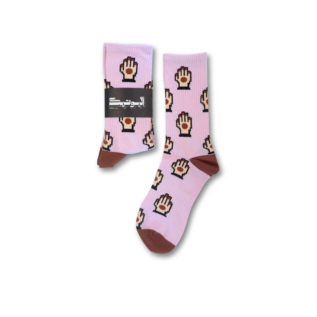 Pixelated henna socks, pattern detail