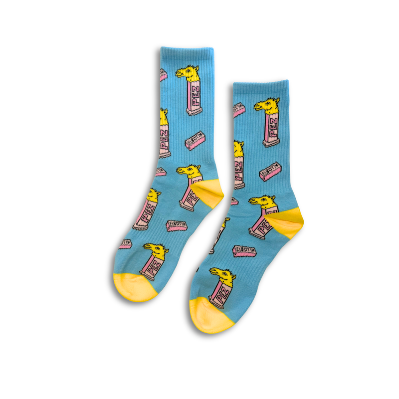Camel candy dispenser socks by Elbotik, pair
