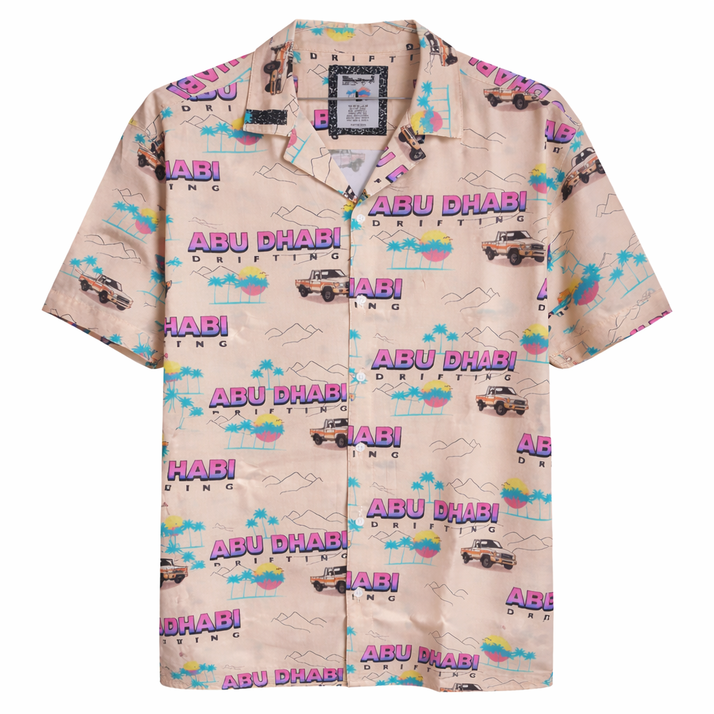 Abu Dhabi Drifting Hawaiian shirt, front graphic