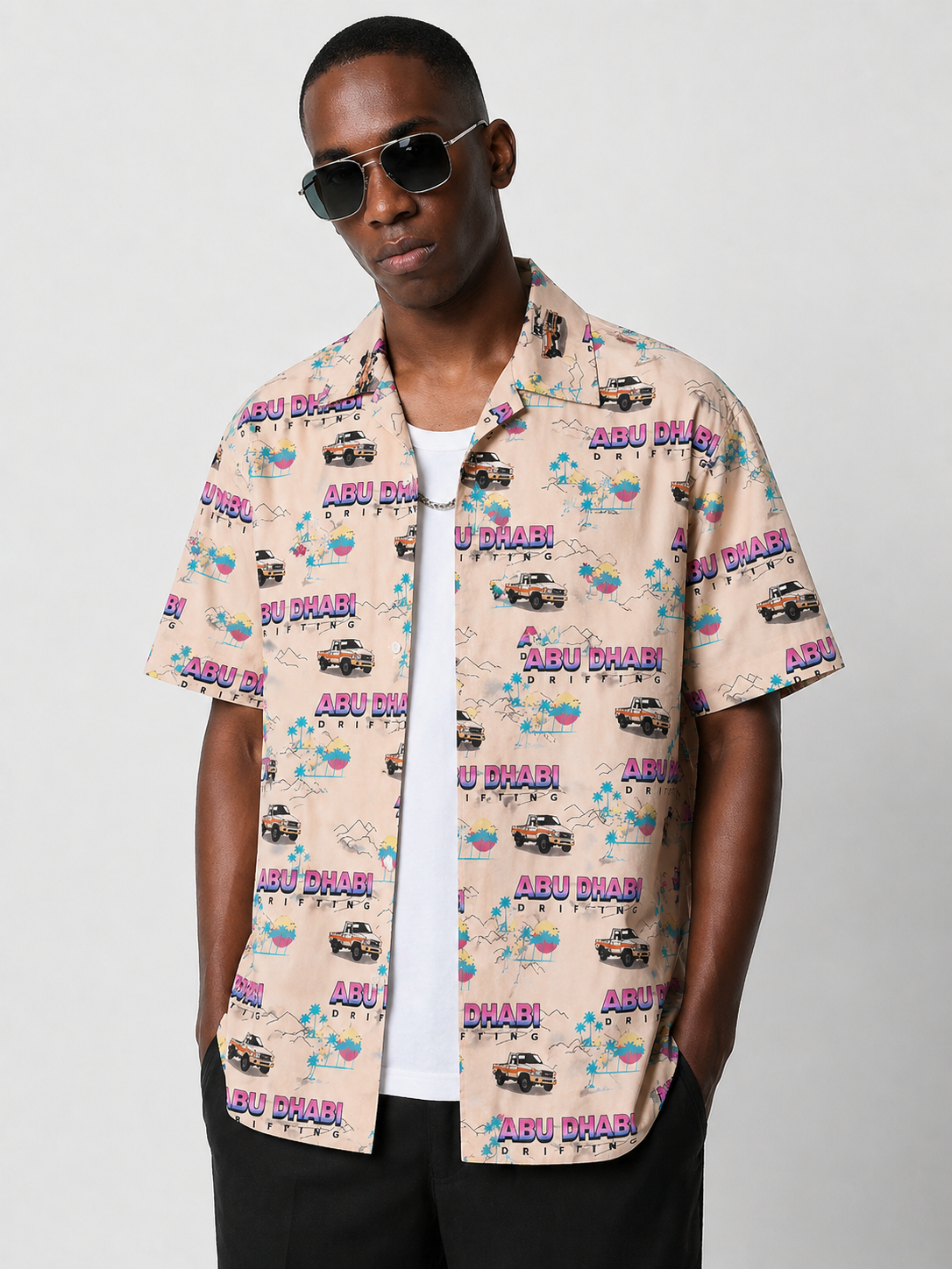Abu Dhabi Drifting Hawaiian shirt by Elbotik, front view
