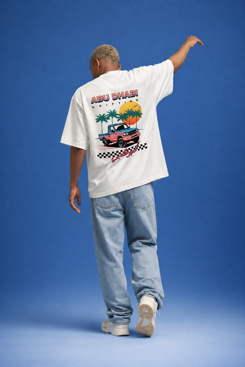 Abu Dhabi Drifting tee by Elbotik, back view