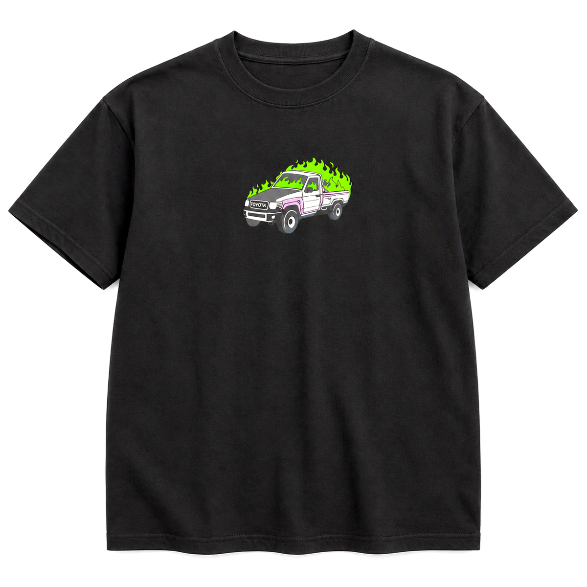 Shaas Neon Burnout tee worn