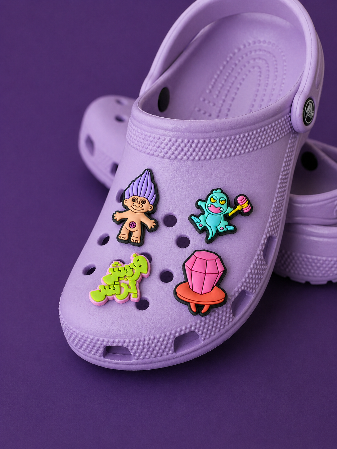 Yalla 90s shoe charms fitted to clogs