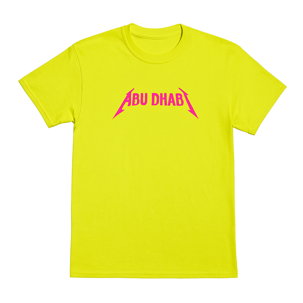 Abu Dhabi Metal Tee Neon Edition, front graphic