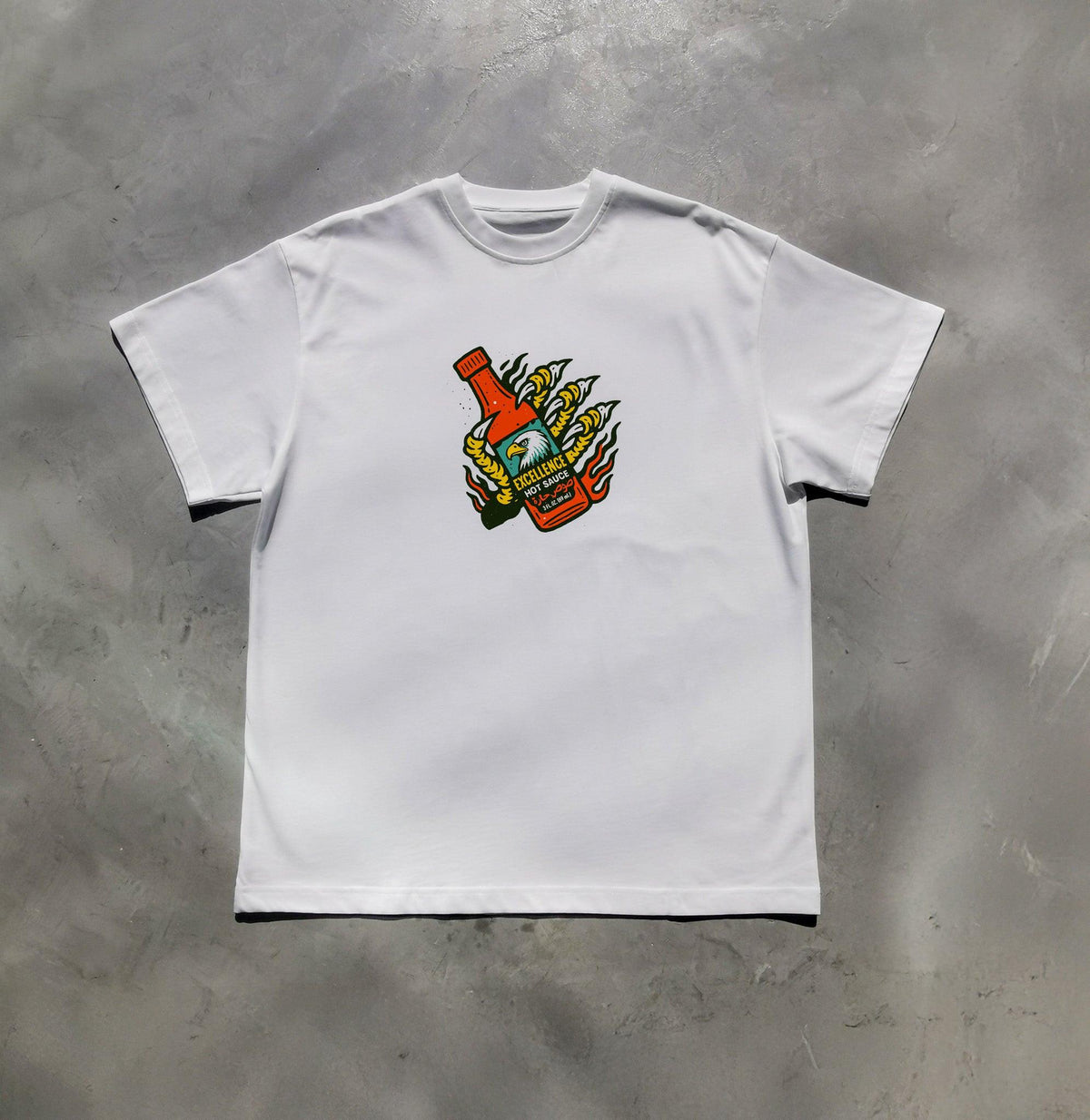 The Eagle of Excellence tee in white, front view