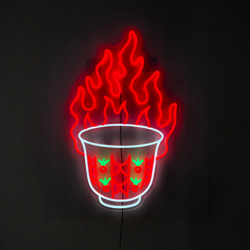 Finjan Arabic coffee neon light glowing