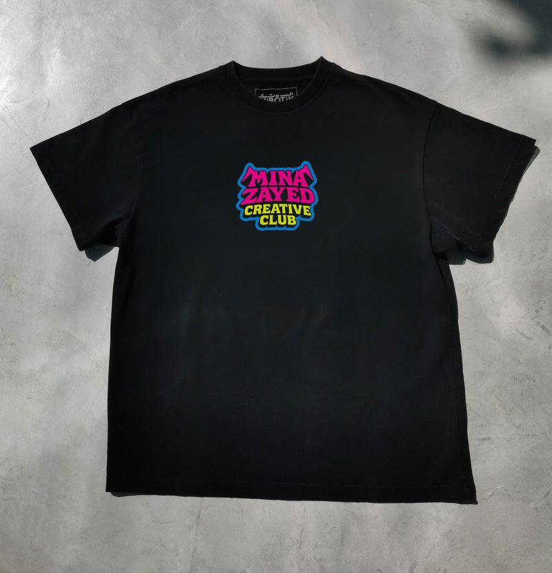 Mina Zayed Creative Club small logo tee, front view