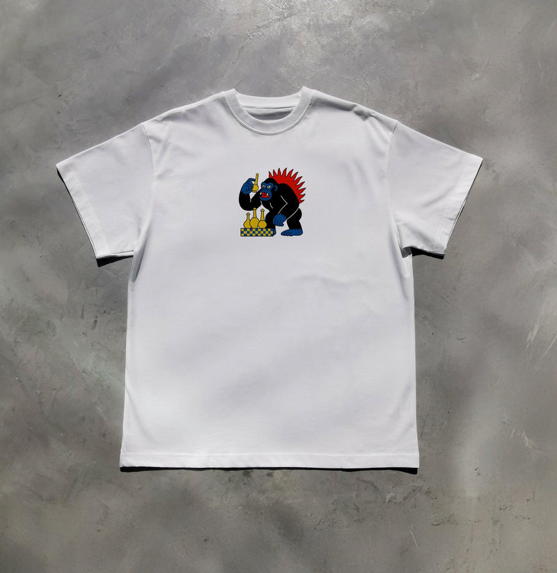 Mina Gorilla tee in white by Elbotik, front view
