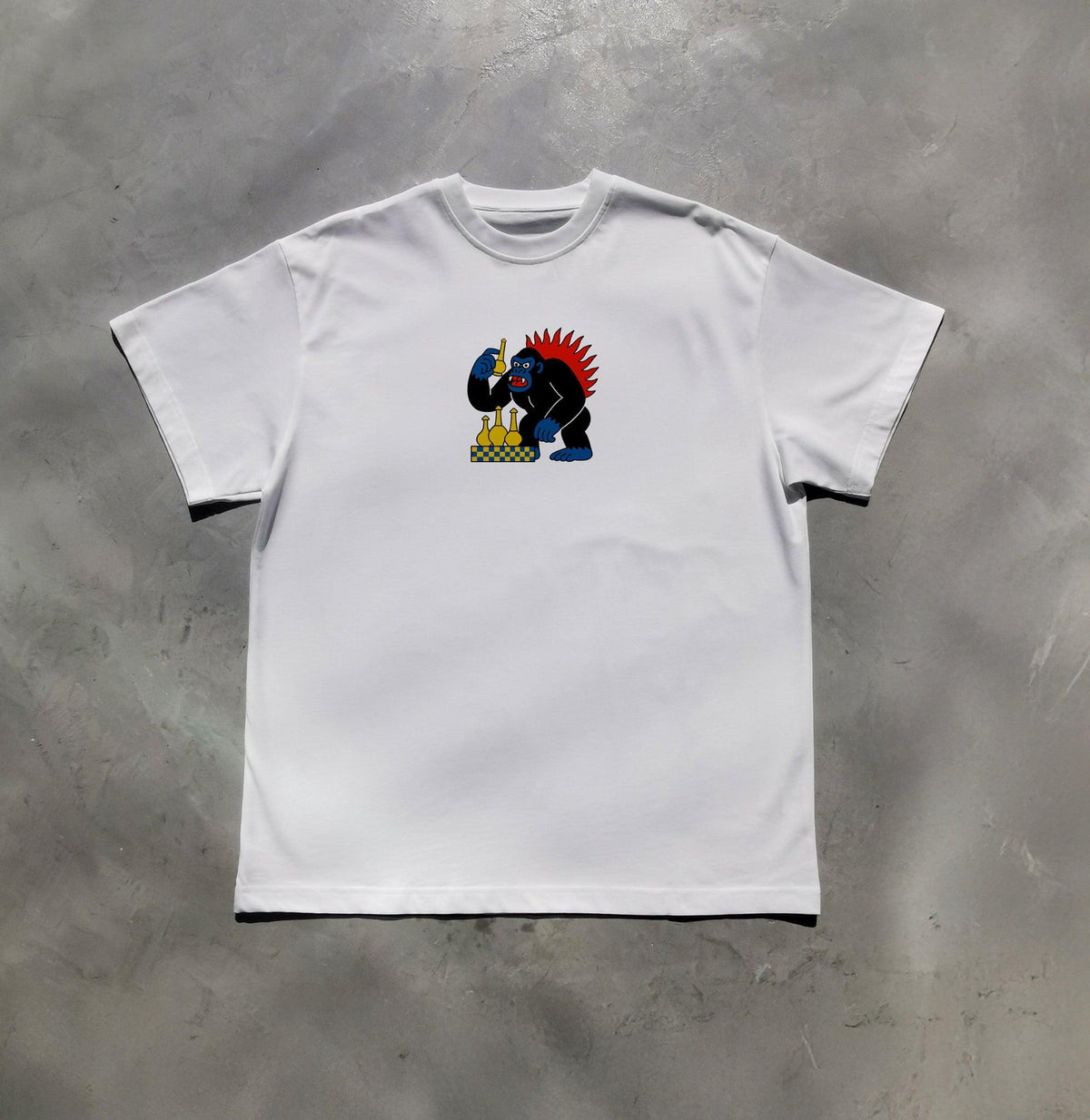 Mina Gorilla tee in white by Elbotik, front view
