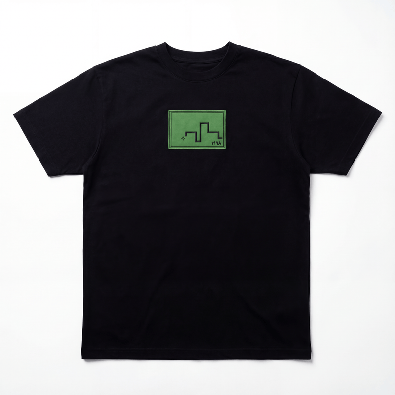 Snake Mode tee, pixel graphic close-up