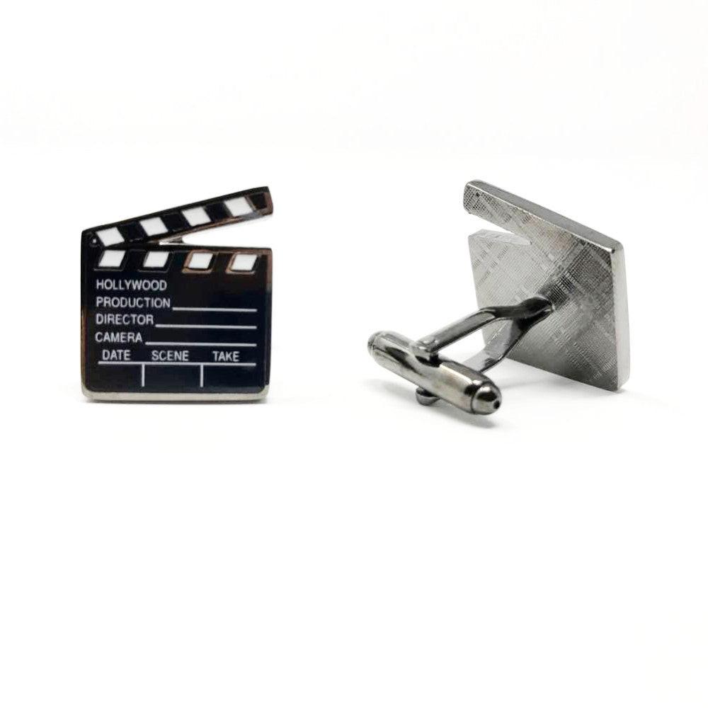 Clapper board cufflinks, close-up