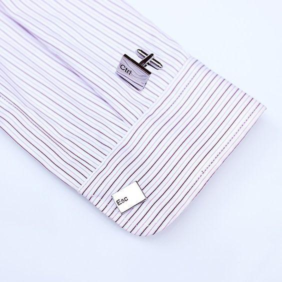 Ctrl and Esc cufflinks, close-up