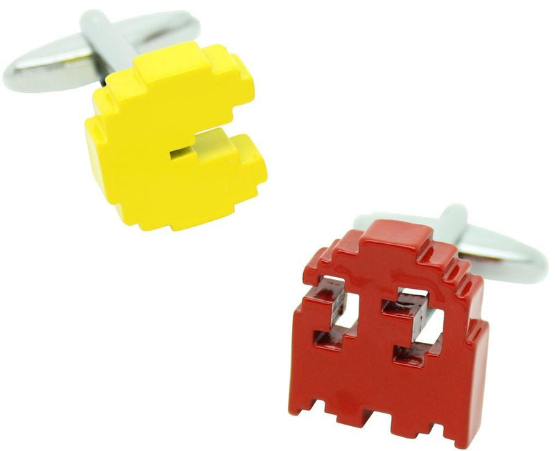 Arcade ghost cufflinks in 3D, close-up