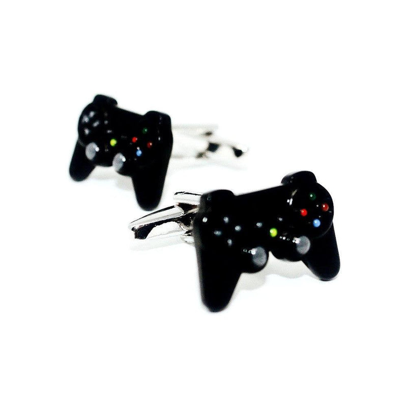 Game controller cufflinks, close-up