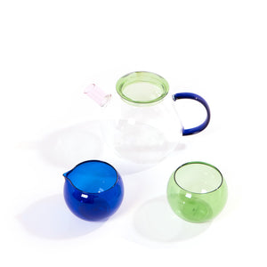 Bubble Glass Teapot with Milk Jug Sugar Bowl