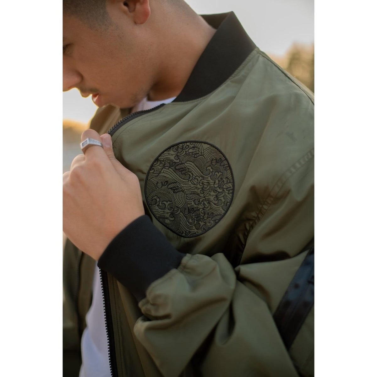 Shaas Dynasty bomber jacket, sleeve detail