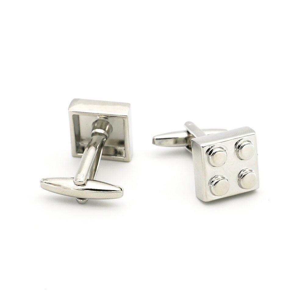 Brick Boss toy-brick cufflinks in multiple colours
