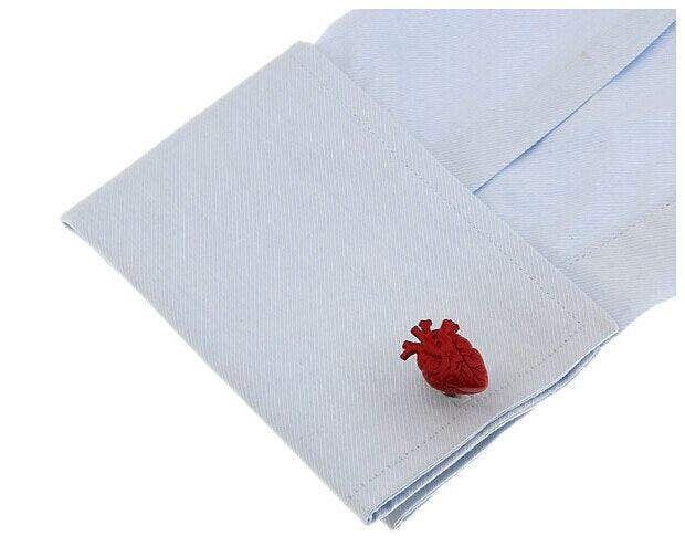 Bloody heart cufflinks, close-up