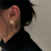 Long Chain Ear Cuff Coin Earrings