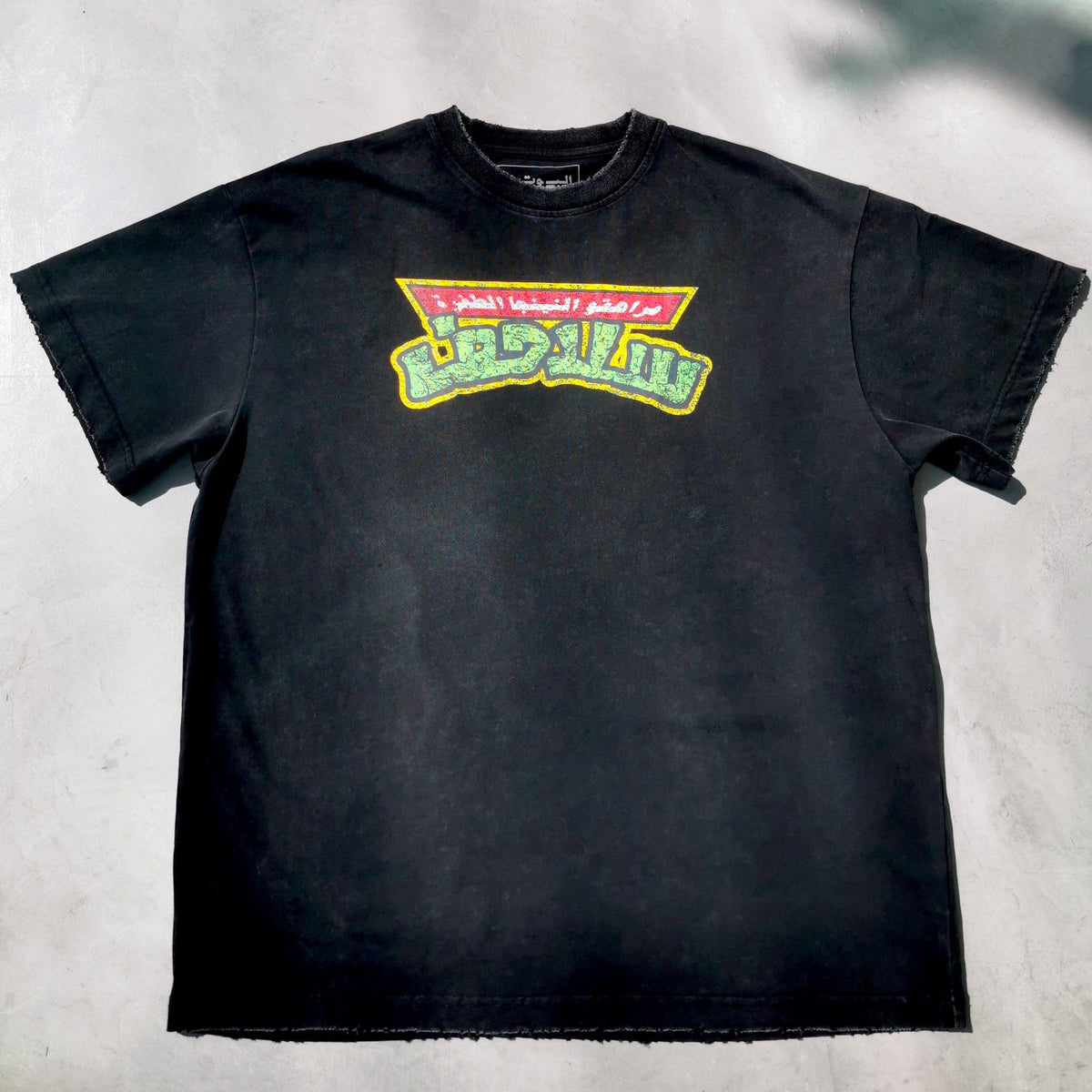 Arabic Turtles vintage black tee by Elbotik, front view
