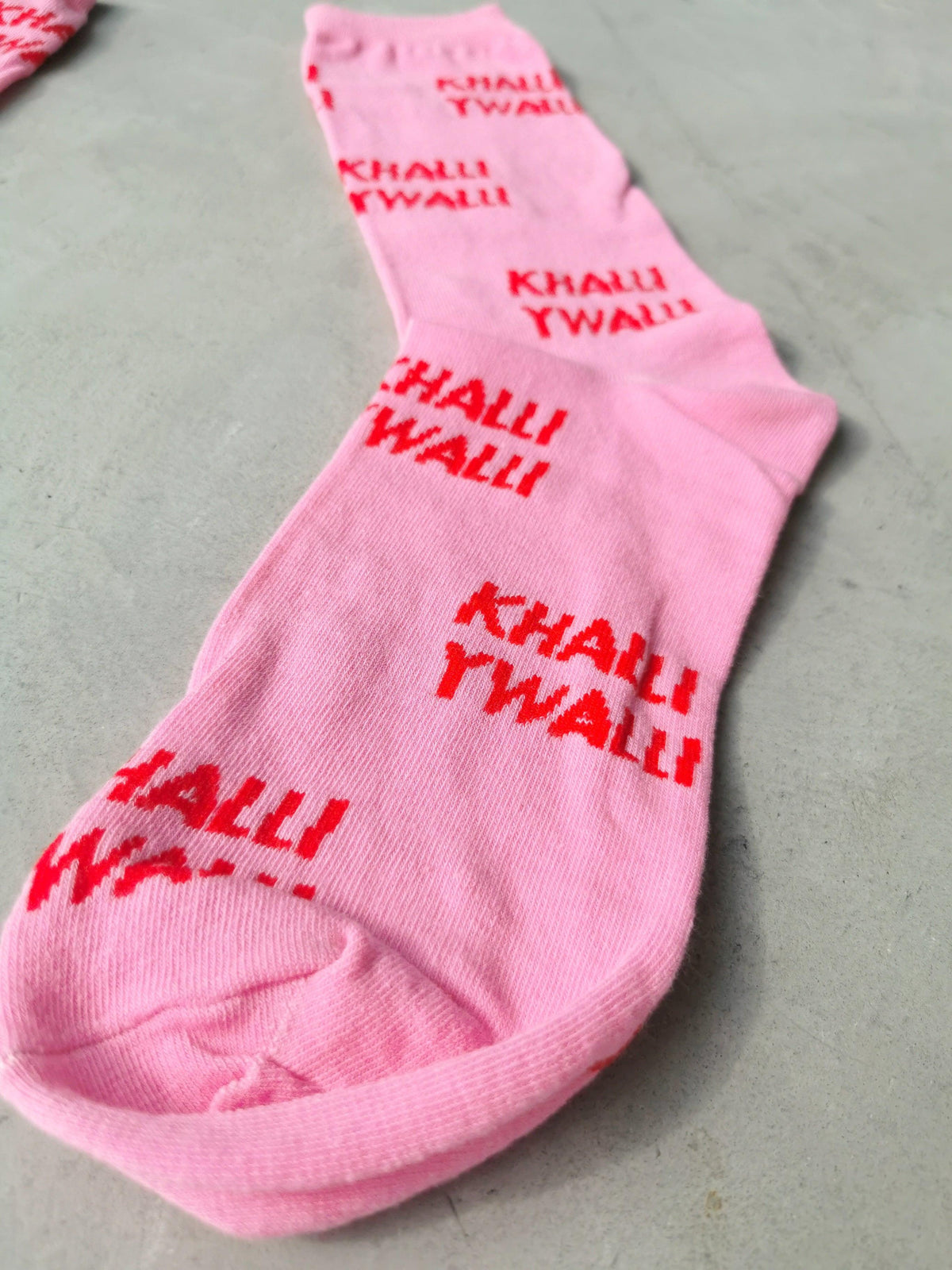 Khalli Ywalli pink socks worn