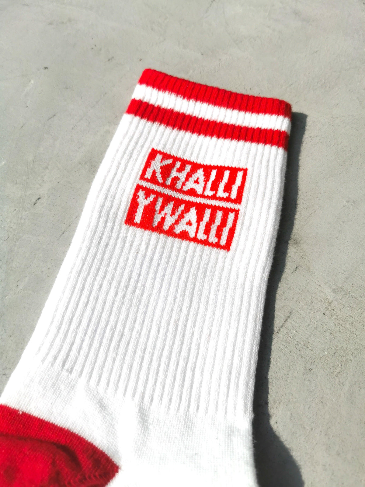 Khalli Ywalli red socks, alternate view