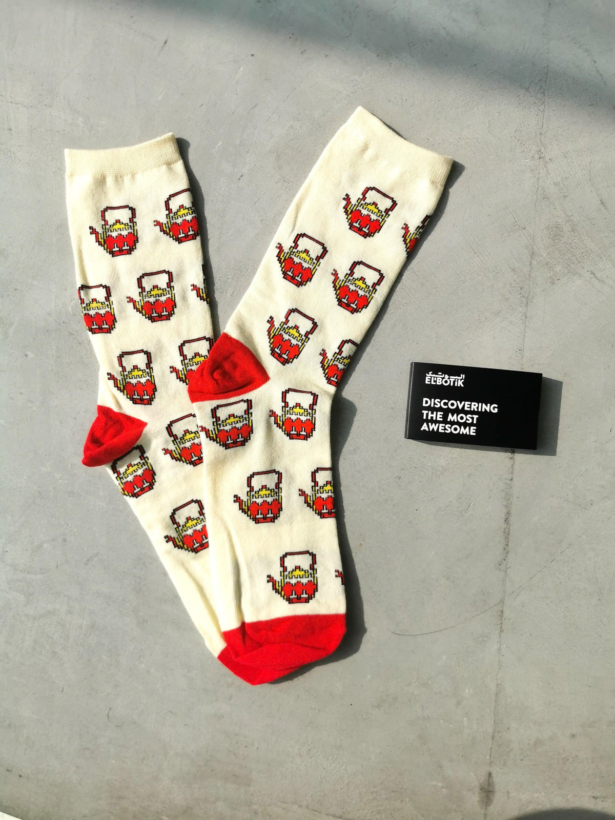 Pixelated teapot socks, alternate view
