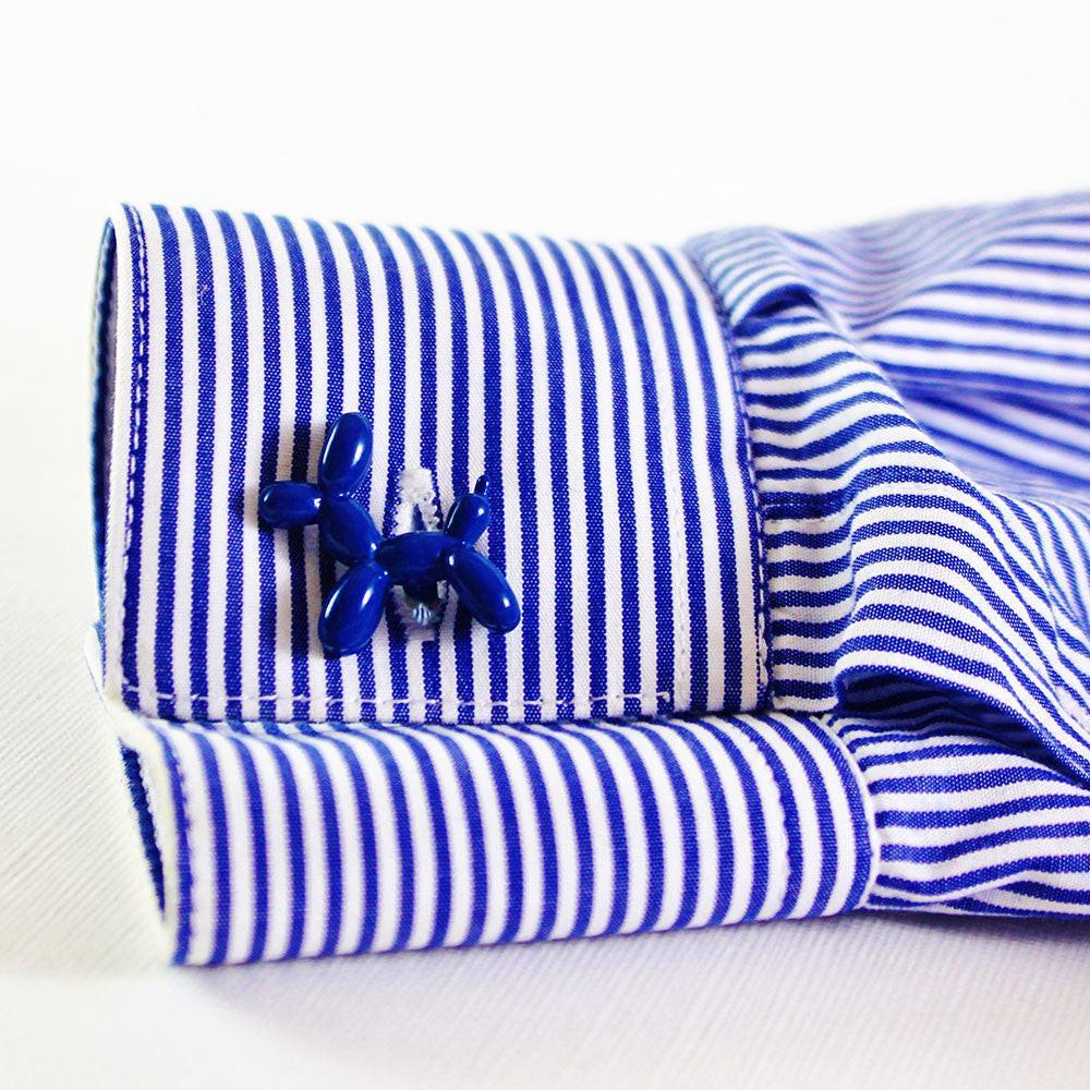 Blue balloon cufflinks, side view
