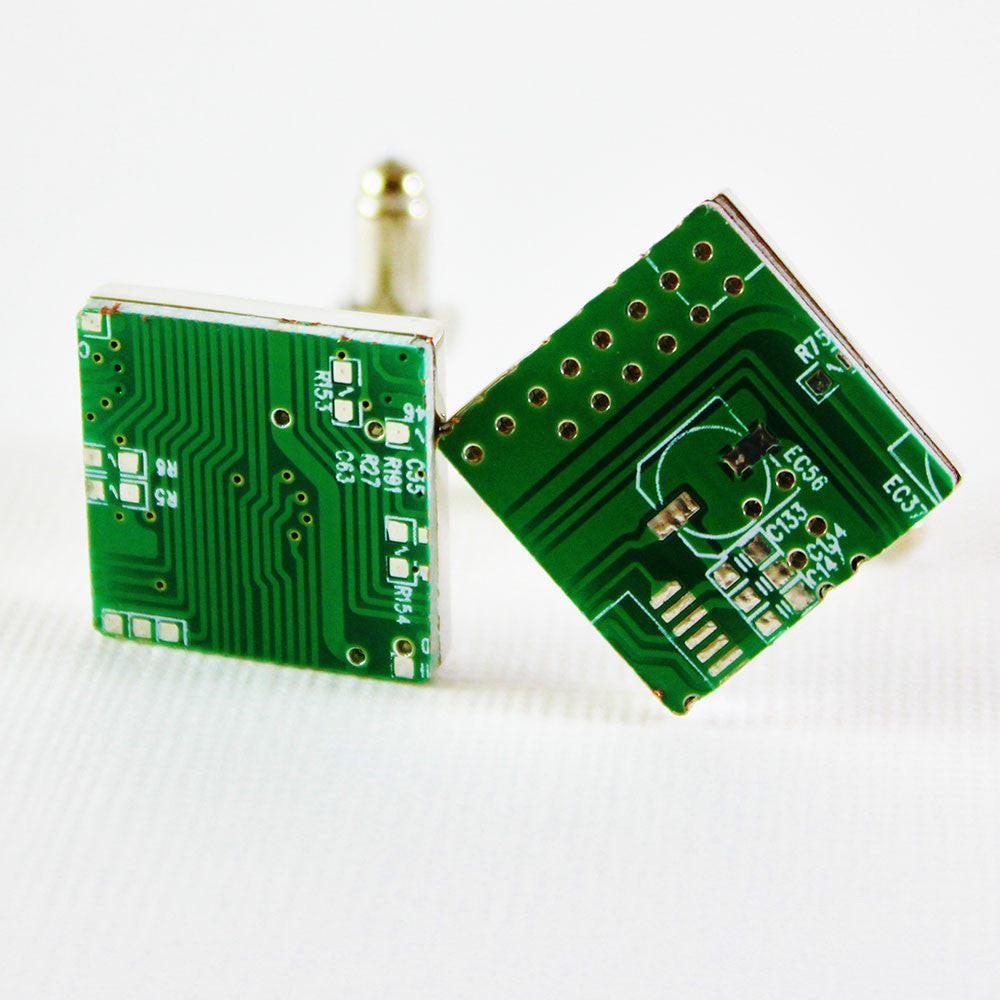 Circuit board cufflinks by Elbotik, pair