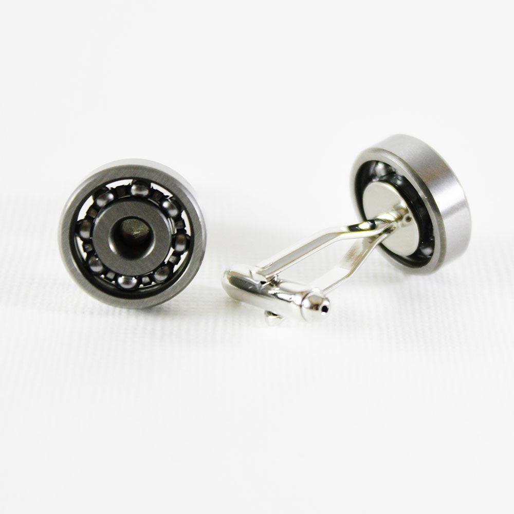 Ball bearing cufflinks, close-up
