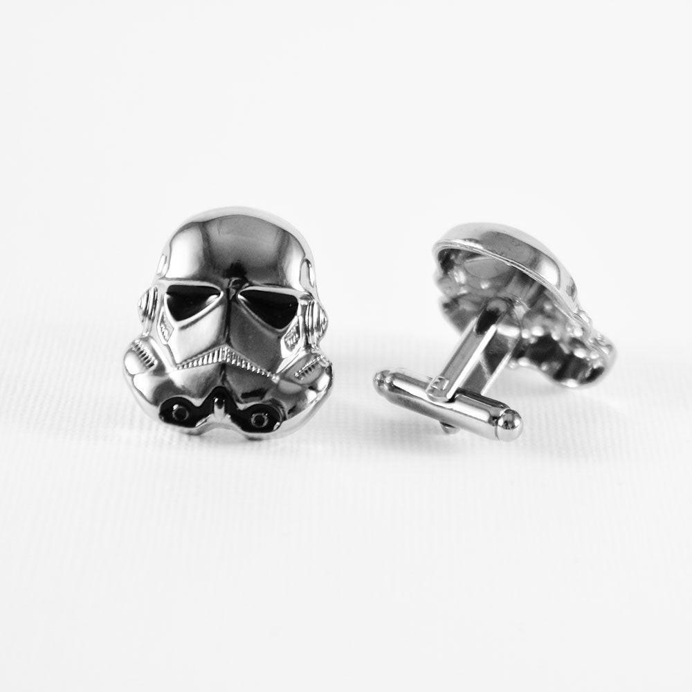 Sci-fi trooper cufflinks, close-up