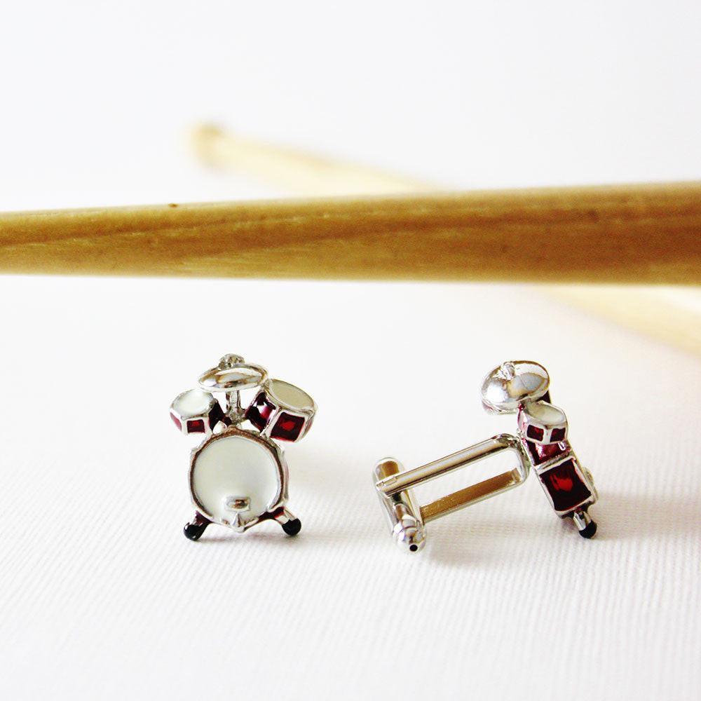 Drum kit cufflinks, side detail