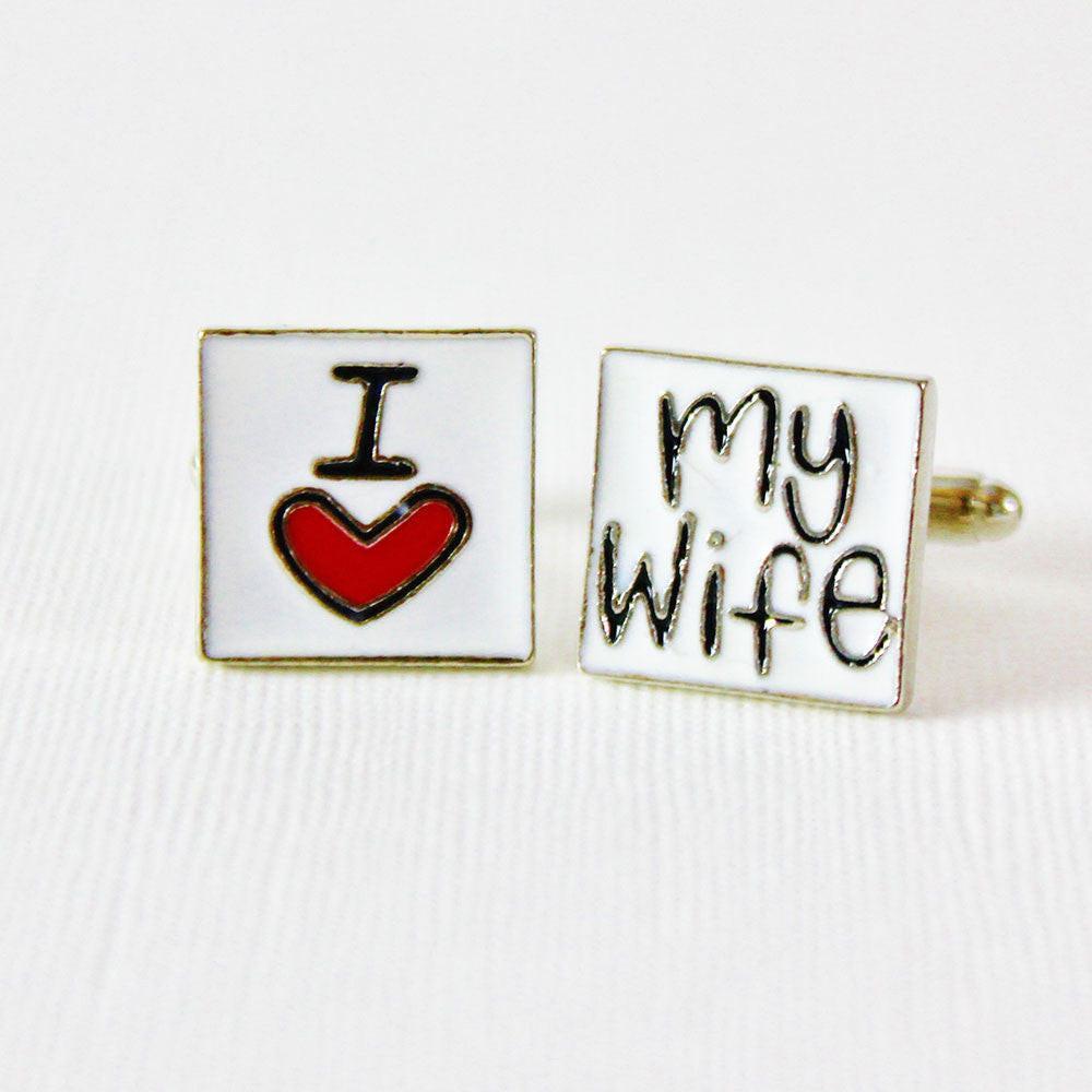 I Love My Wife cufflinks by Elbotik, pair