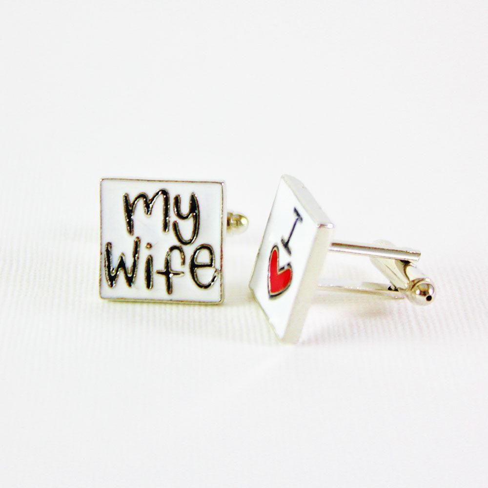 I Love My Wife cufflinks, detail