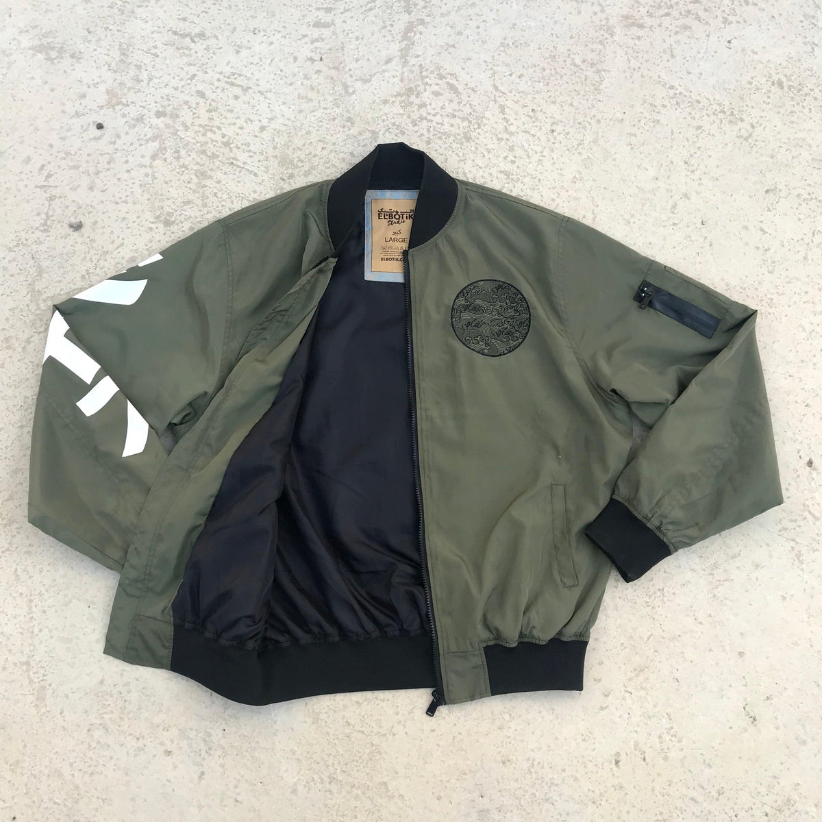 Shaas Dynasty bomber jacket, back view