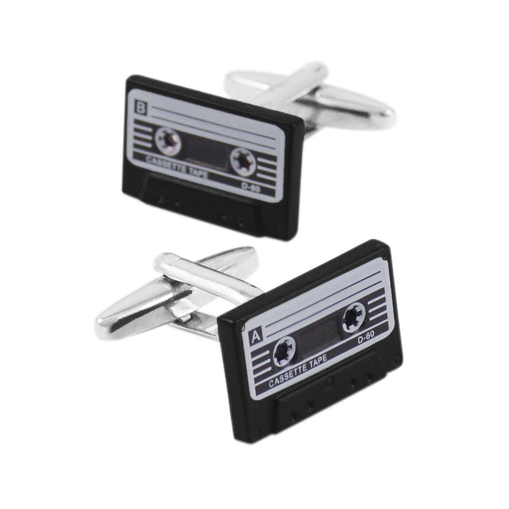 Cassette tape cufflinks, detail