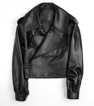 Black Leather oversized Jacket
