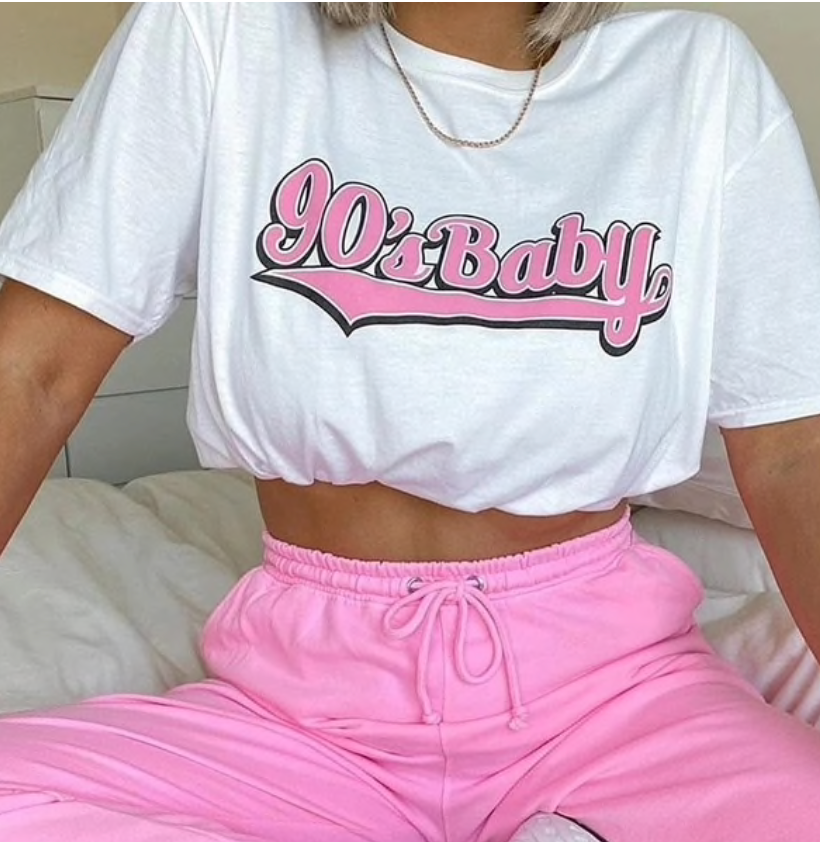 90s Baby tee graphic close-up