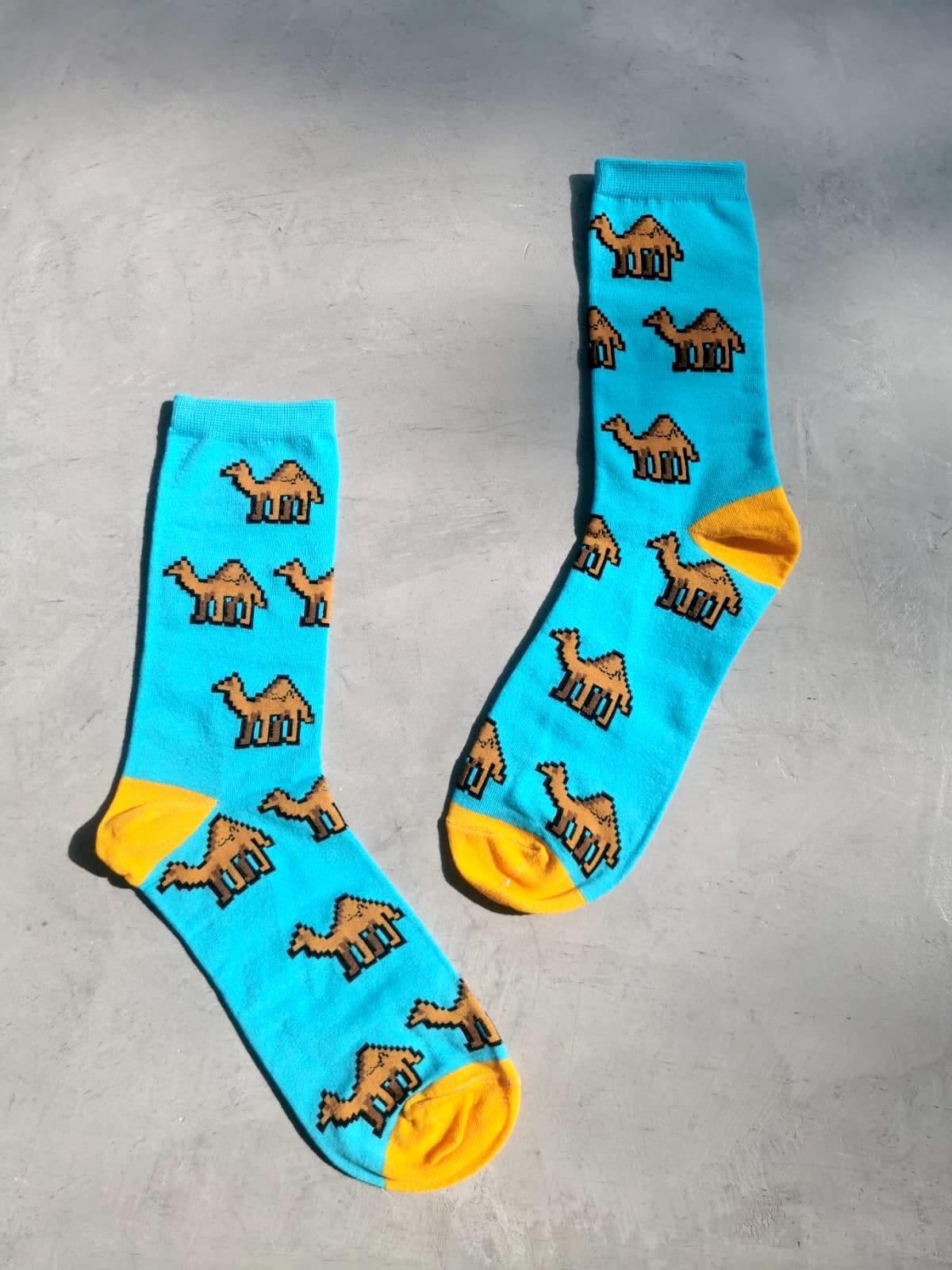Pixel camel socks worn