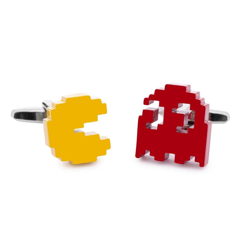 Yellow and red arcade ghost cufflinks by Elbotik