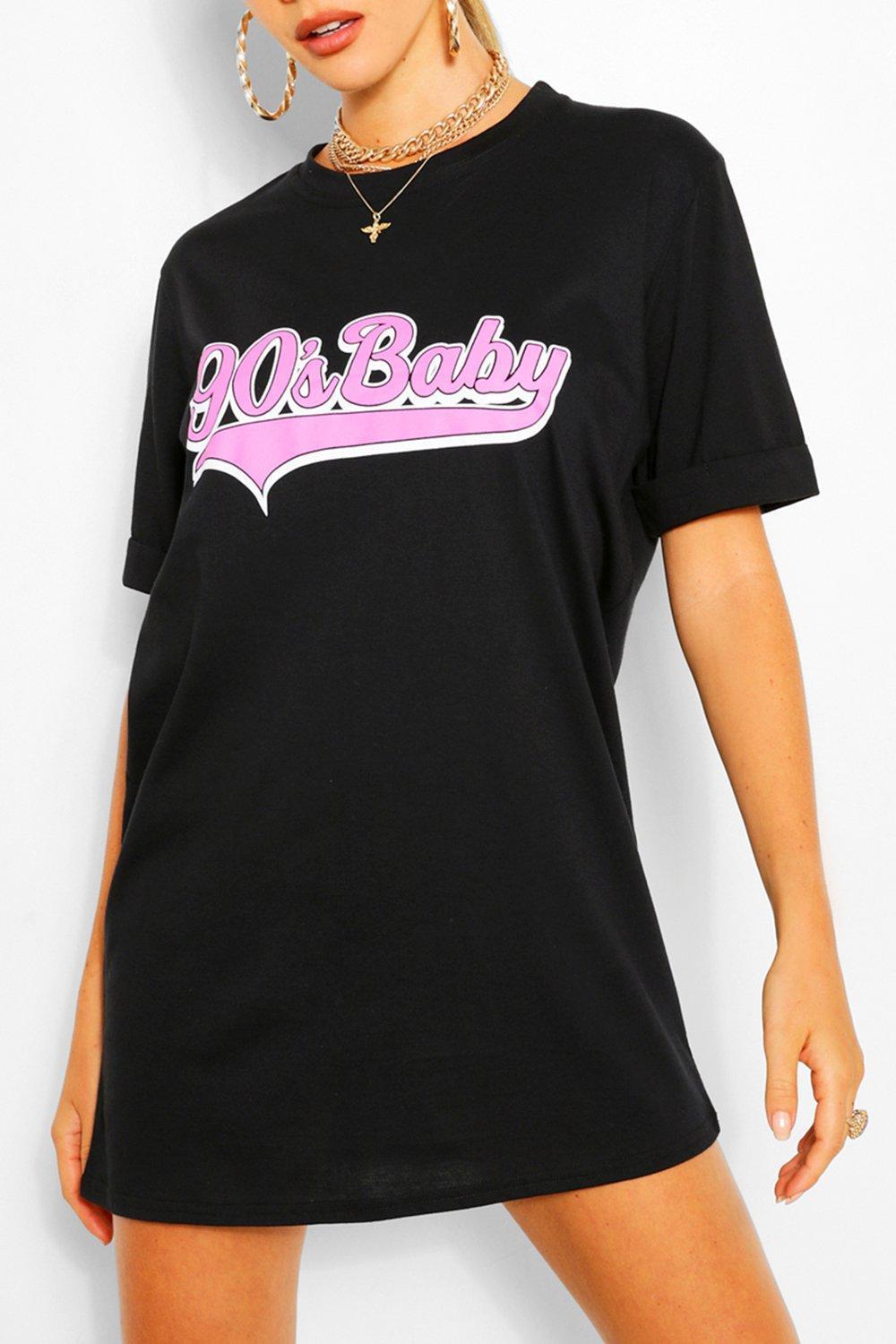 90s Baby tee in black, flat lay