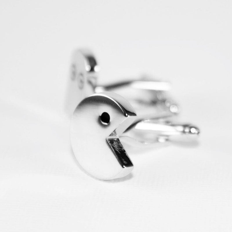 Retro arcade cufflinks, close-up
