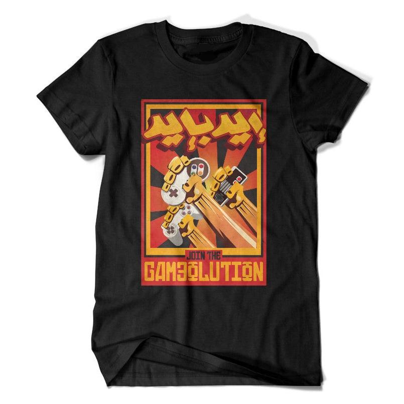 Gameolution tee, design mockup